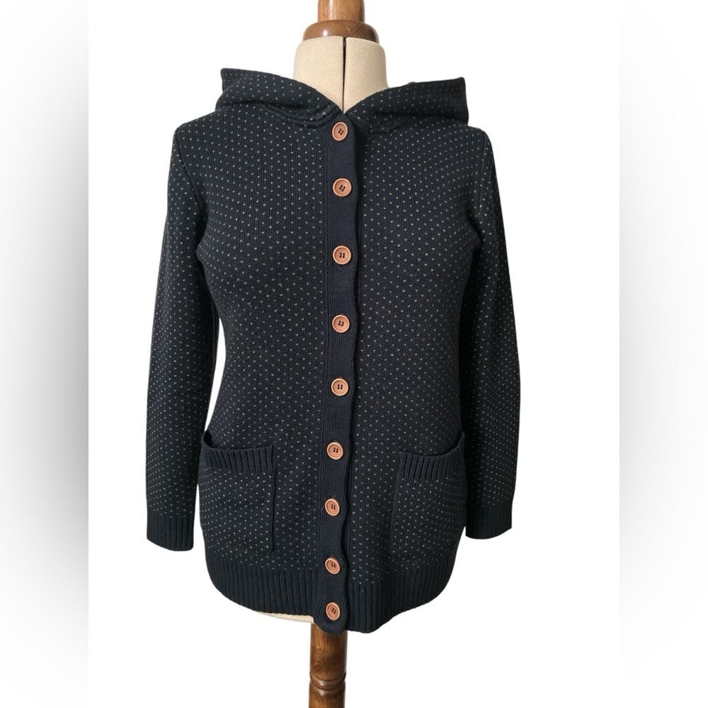 Princess Highway Sweater Size L Hood Button Up Navy Green Preppy Thick Cute